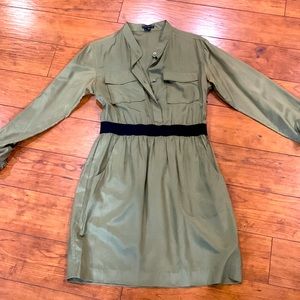 Theory army green silk dress. Size 6.